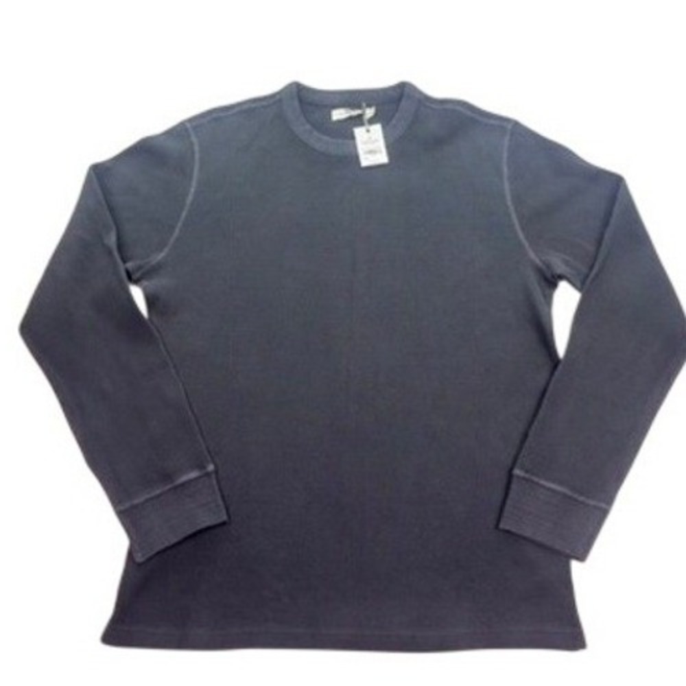 AE77 Waffle Knit Long Sleeve Gray Crewneck Top Size L NWT